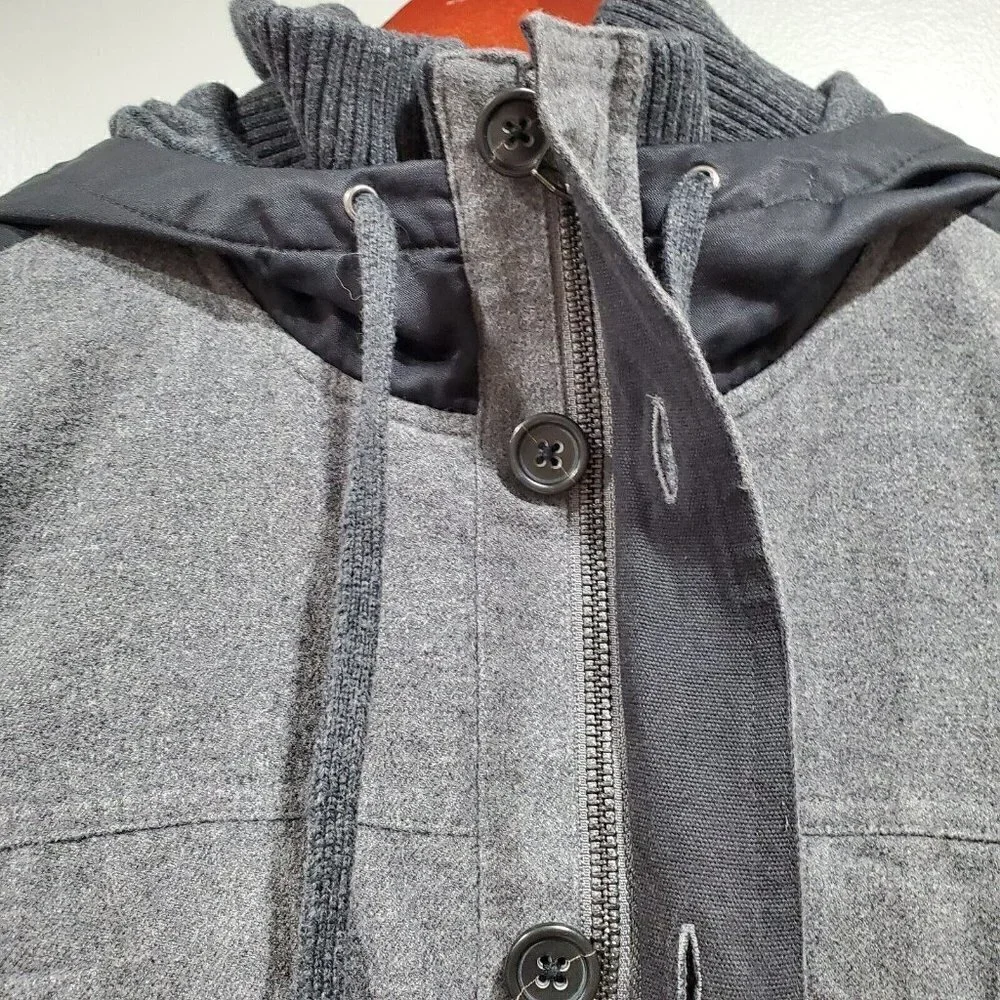 Banana Republic Men's Full-Zip Hooded Sweater Jacket Gray Pockets Sz L